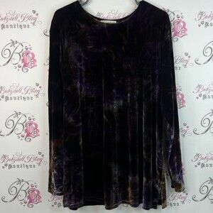 Chagall long sleeve tie dye soft Chic Velvet Long Sleeve Top in Purple and Brown